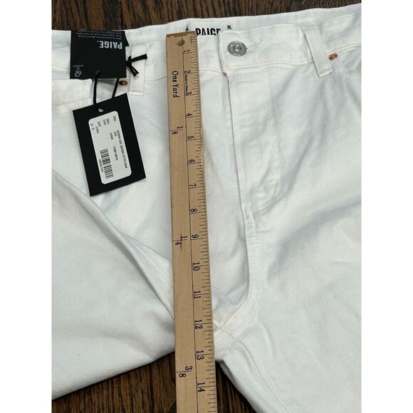 NWT Paige Women's Crisp White Anessa Wide Leg Raw Hem Ankle Jeans Petite Size 32 - Picture 15 of 16